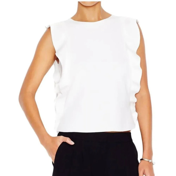 Aqua ruffled sleeveless top - Picture 3 of 6